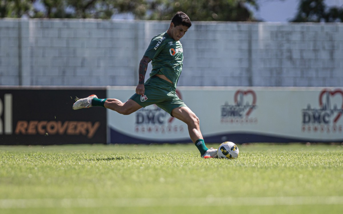 Germán Cano no treino do Fluminense