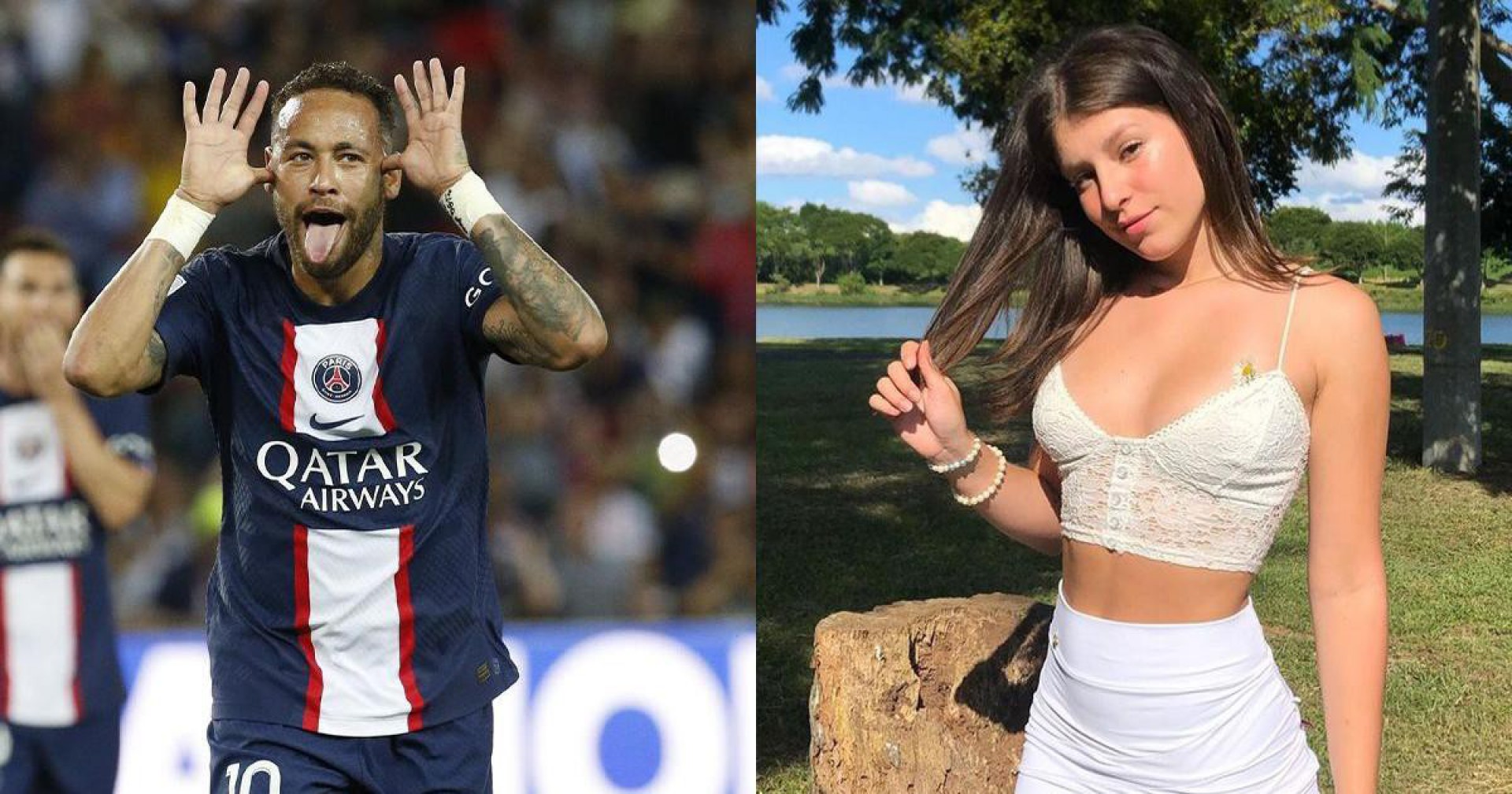 Neymar se envolveu em polêmica com a influenciadora Anna Lis - Reprodução/Twitter PSG e Instagram Souzinhazz