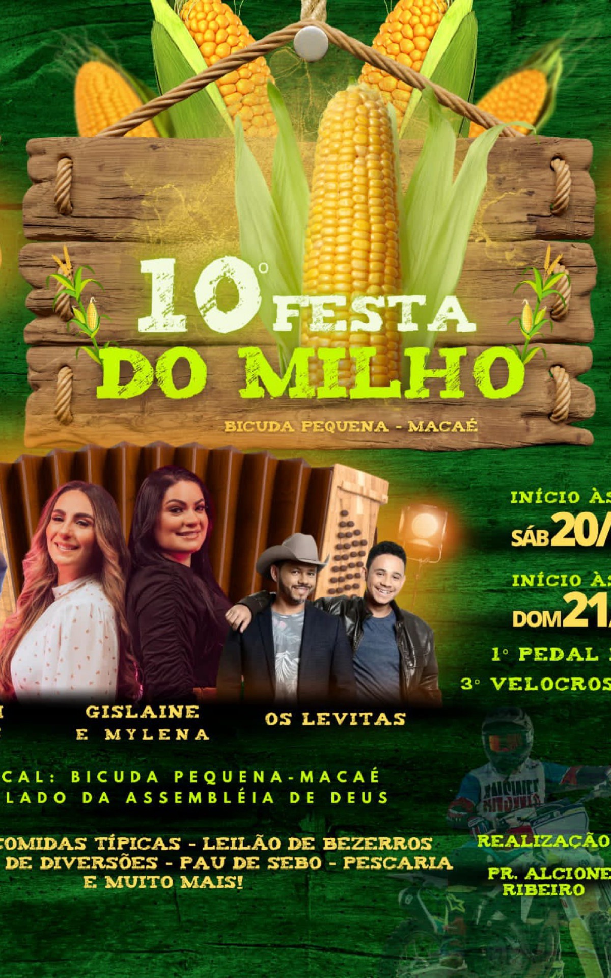 As atrações musicais começam no sábado (20), às 19h, com os músicos Willian Soares, Gislaine e Mylena, e Flávio e Kaique (Os Levitas). Já no domingo (21), às 16h, a criançada vai poder curtir o show infantil com Jéssica kids e seus bonecos - Divulgação