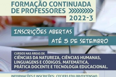 Abertas as inscrições para o terceiro período letivo de 2022 do Programa de Formação Continuada de Professores, ofertado pela Fundação Cecierj