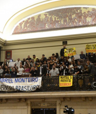 Vereadores durante o julgamento de Gabriel Monteiro na C&acirc;mara dos vereadores, no Centro do Rio de Janeiro, nesta quinta (18) - Sandro Vox/Ag&ecirc;ncia O Dia