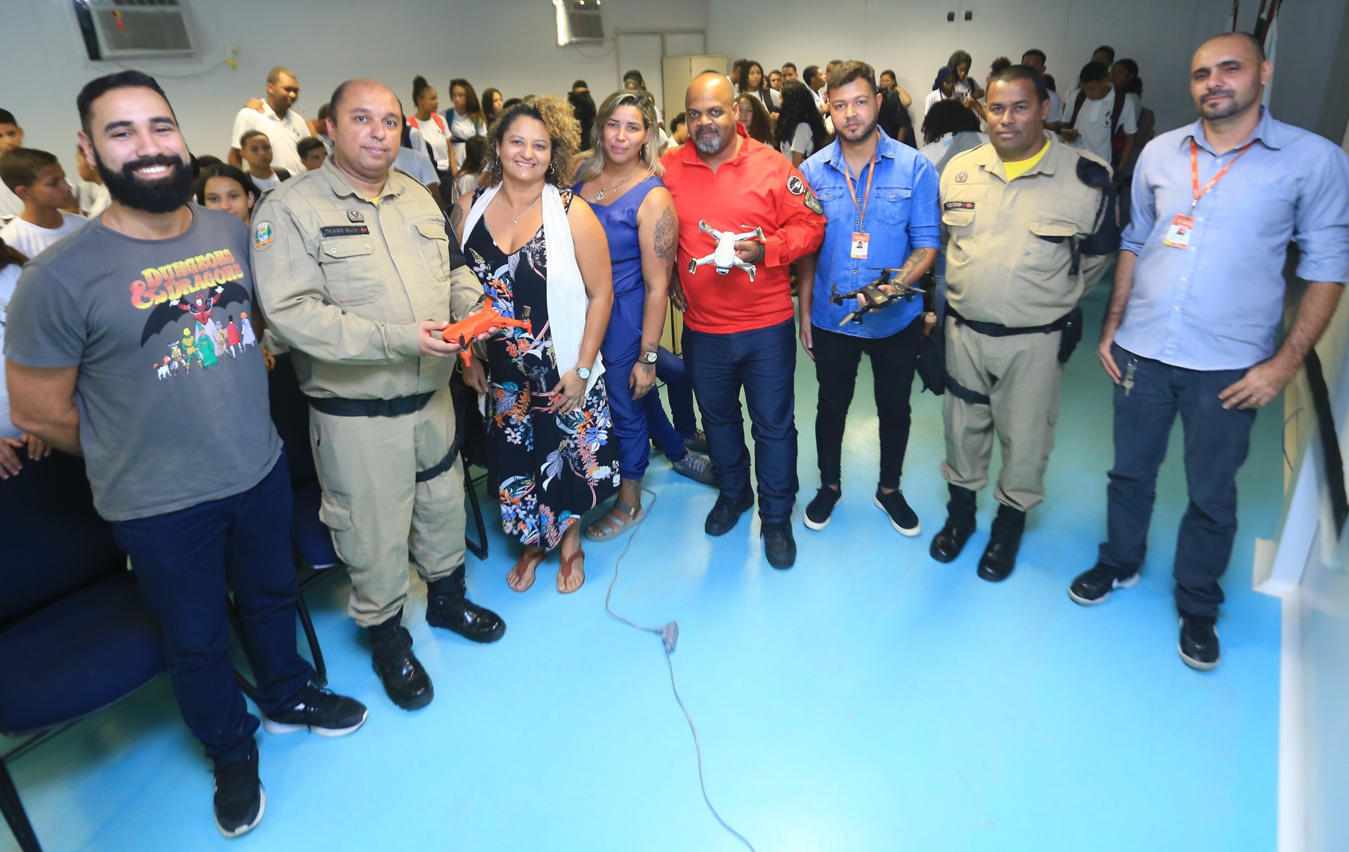 Equipe que participou da palestra sobre tecnologia e funcionamento de drone - Rafael Barreto / PMBR