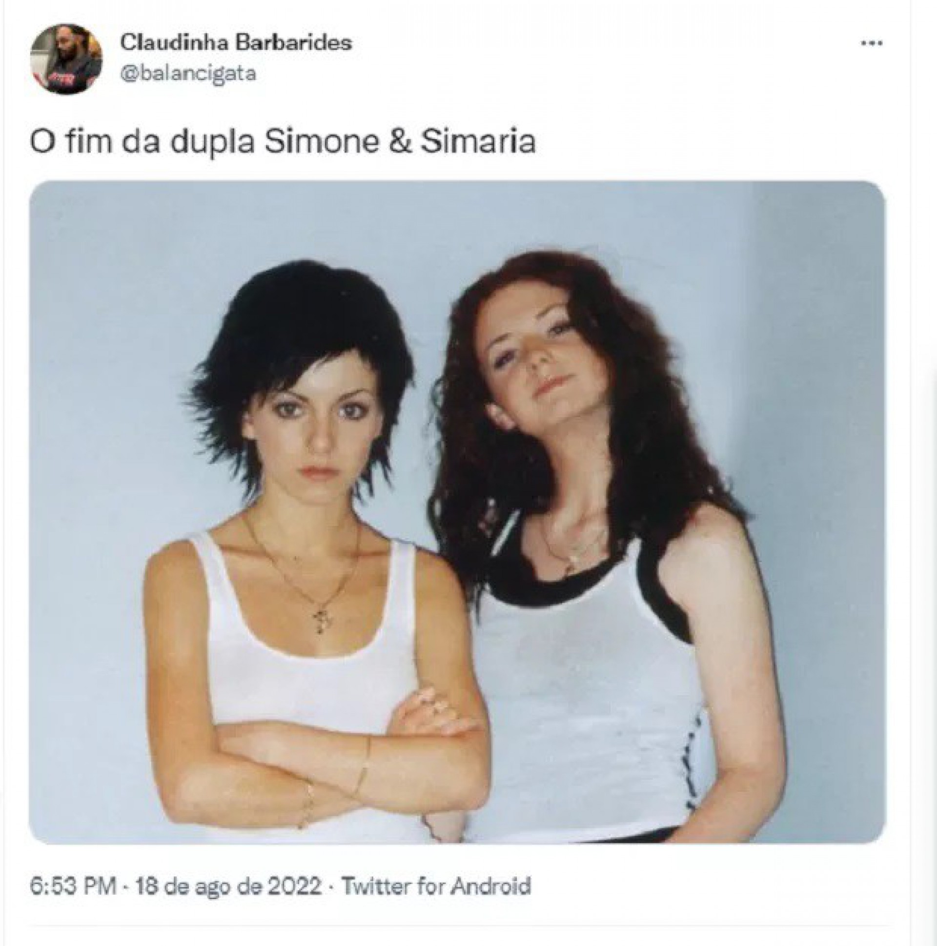 Fim da dupla Simone e Simaria rende memes - Reprodução Internet