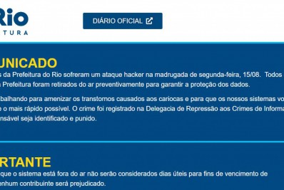 Após ataque hacker ao Datacenter, Prefeitura do Rio afirma que restabeleceu sistema de pagamentos
