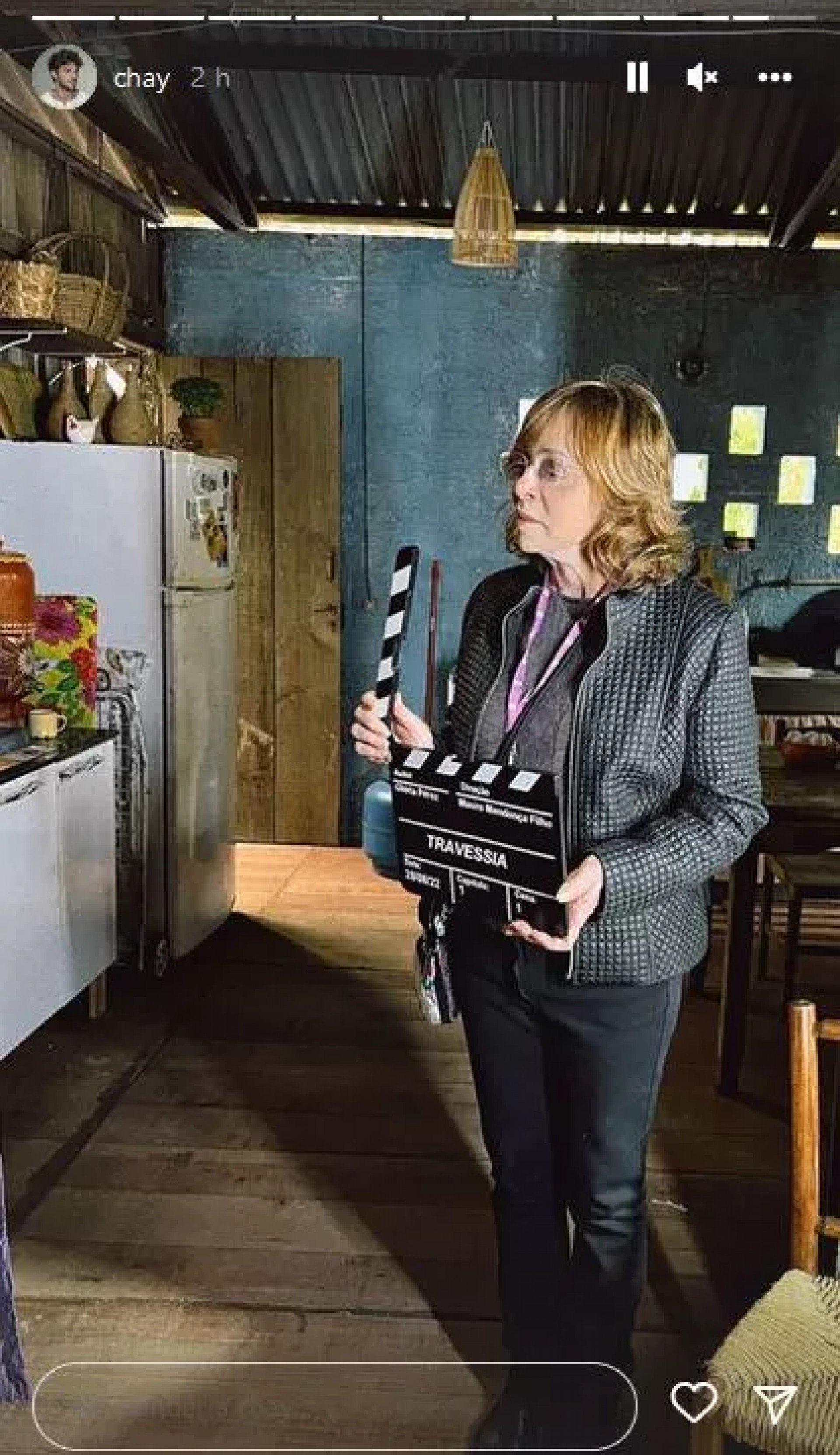 Gl&oacute;ria Perez visita est&uacute;dio de grava&ccedil;&atilde;o de "Travessia" - Reprodu&ccedil;&atilde;o Instagram