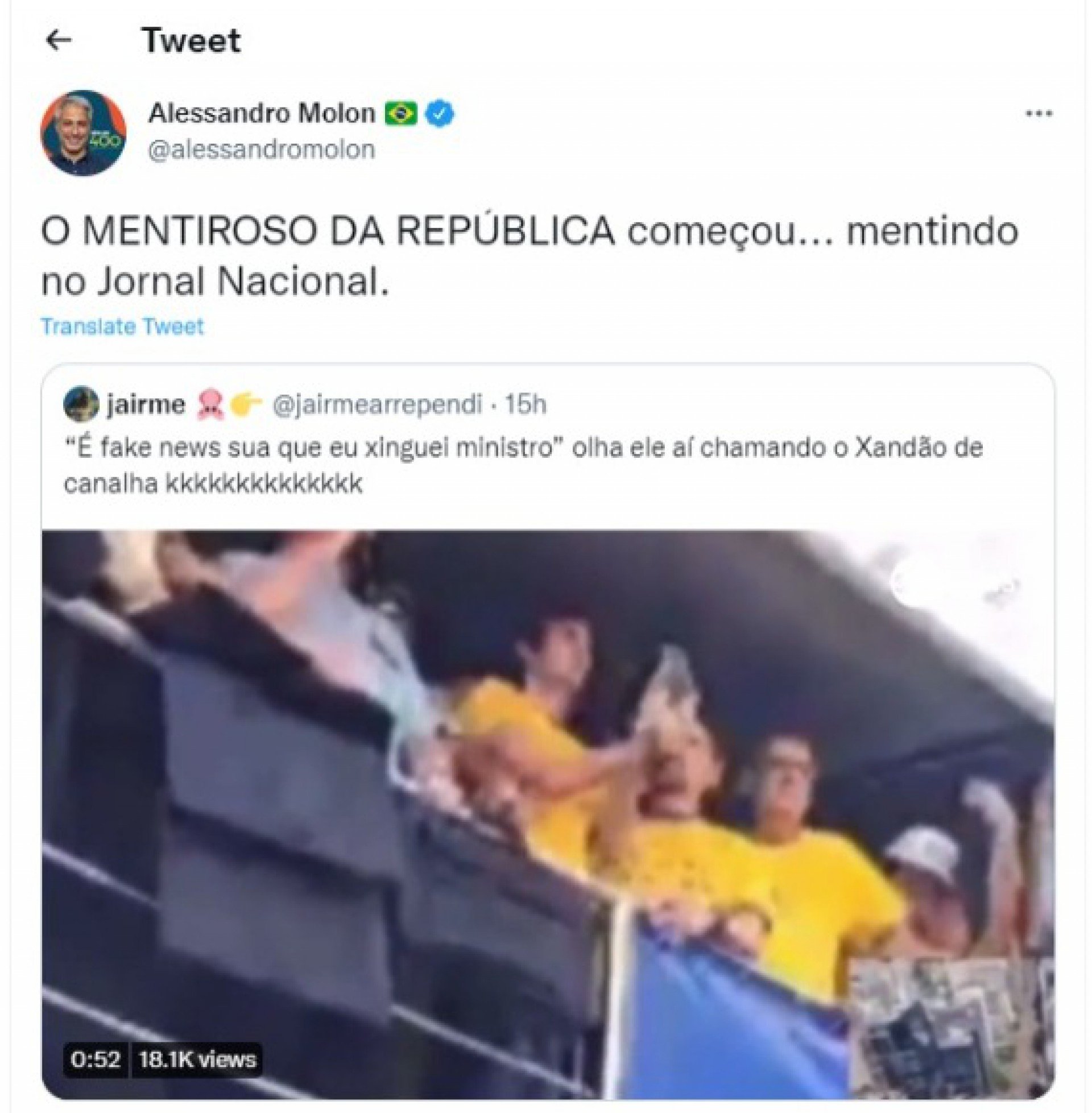 Postagem feita por Alessandro Molon no Twitter - Reprodução / Instagram