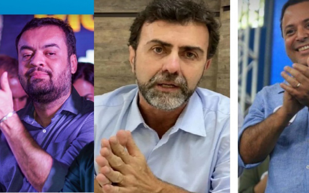 O atual governador Cl&aacute;udio Castro (PL) tem 26%, o deputado federal Marcelo Freixo (PSB) aparece com 16% e o ex-prefeito de Niter&oacute;i Rodrigo Neves soma 8% das inten&ccedil;&otilde;es de voto. - Reprodu&ccedil;&atilde;o