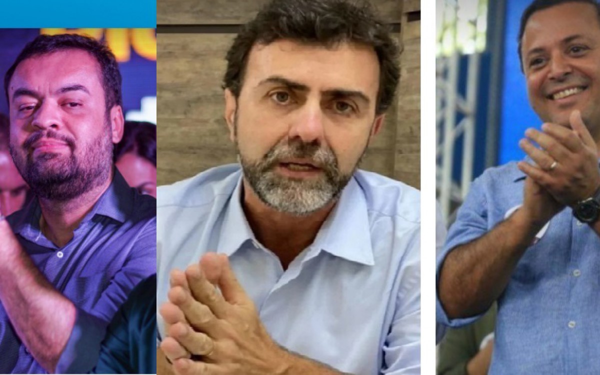 O atual governador Cl&aacute;udio Castro (PL) tem 26%, o deputado federal Marcelo Freixo (PSB) aparece com 16% e o ex-prefeito de Niter&oacute;i Rodrigo Neves soma 8% das inten&ccedil;&otilde;es de voto. - Reprodu&ccedil;&atilde;o