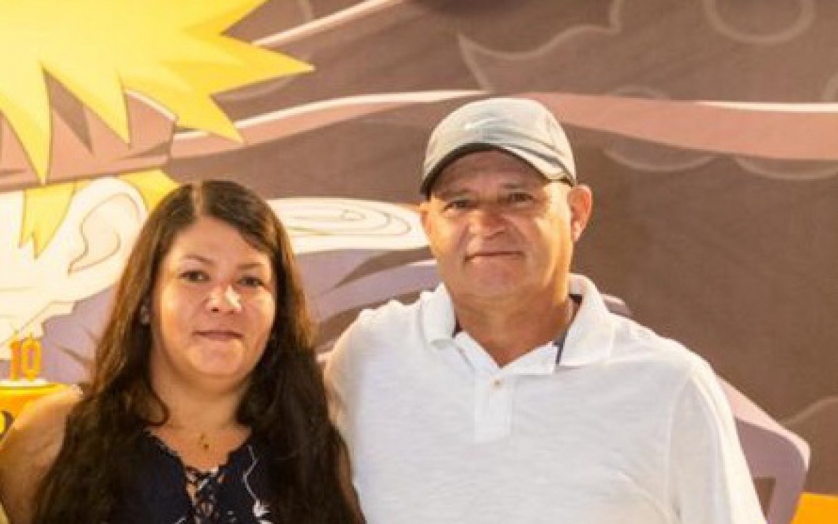 A dom&eacute;stica Luzia, atingida por um galho de &aacute;rvore, e o marido