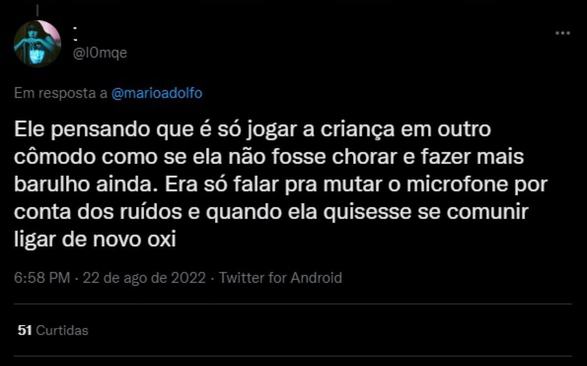 Internauta comenta o caso