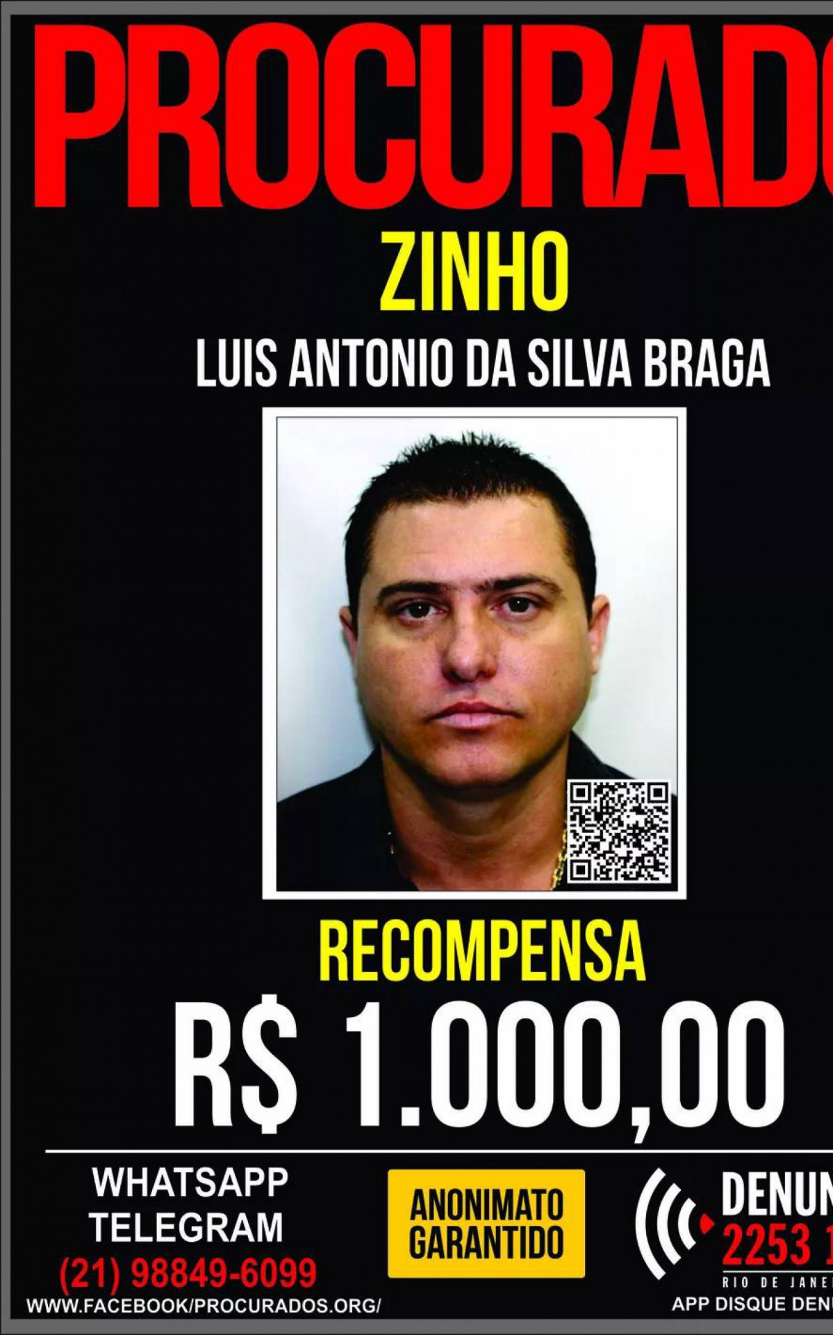 Zinho lidera a mil&iacute;cia conhecida como Liga da Justi&ccedil;a desde a morte do seu irm&atilde;o, o traficante Wellington da Silva Braga, o Ecko, em junho de 2021 - Divulga&ccedil;&atilde;o