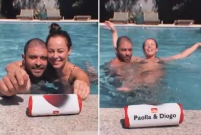 Casalzão! Paolla Oliveira e Diogo Nogueira curtem dia de sol juntinhos na piscina: 'Domingo'