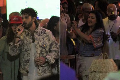 Chay Suede se diverte com Regina Casé e mais famosos em roda de samba no Rio