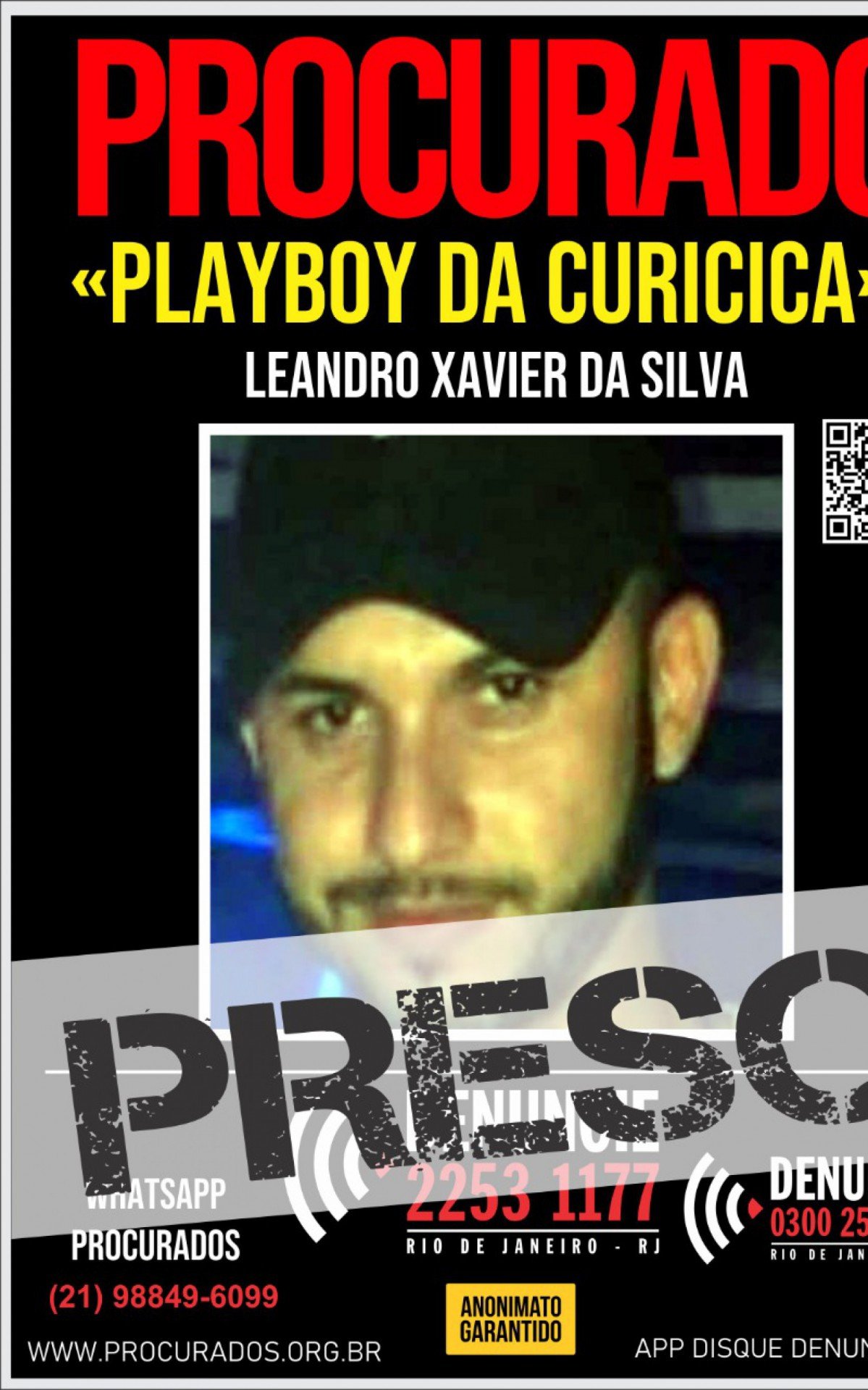 Leandro Xavier da Silva, de 28 anos, miliciano conhecido como Playboy da Curicica, foi preso na última terça (30) - Divulgação