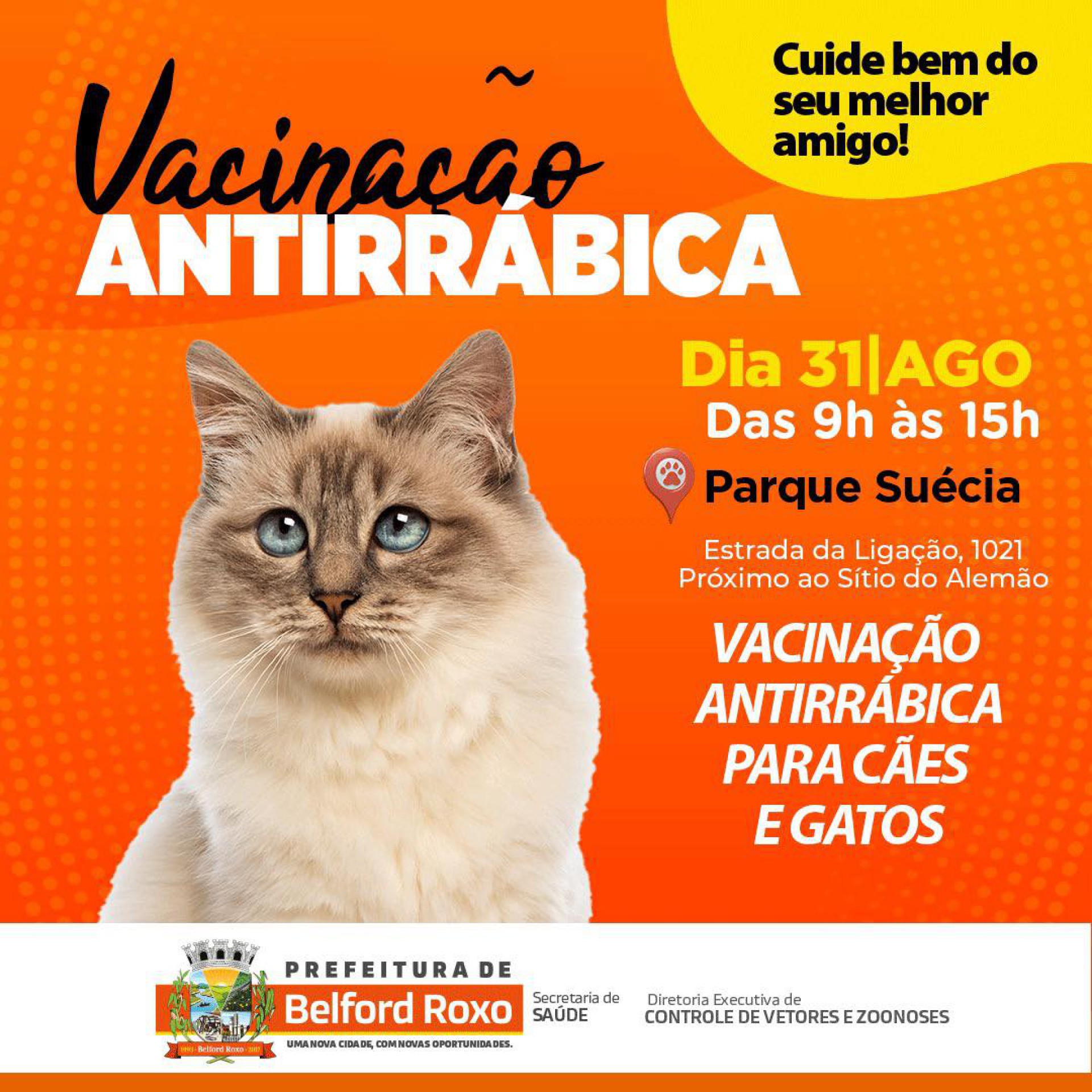 O Parque Suécia será um dos três bairros com a vacinação antirrábica - Divulgação