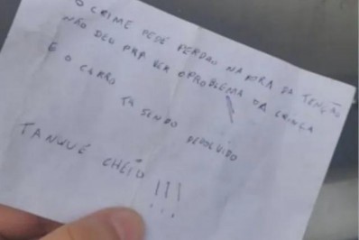Ladrão se arrepende de roubo, devolve carro e deixa bilhete: 'O crime pede perdão'