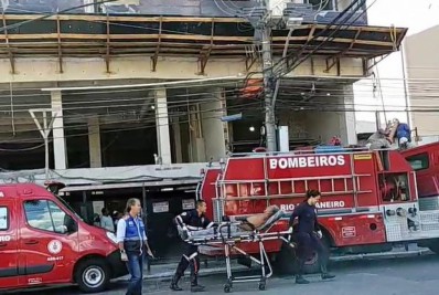 Três trabalhadores recebem descarga elétrica ao caírem de prédio em obras em Nilópolis