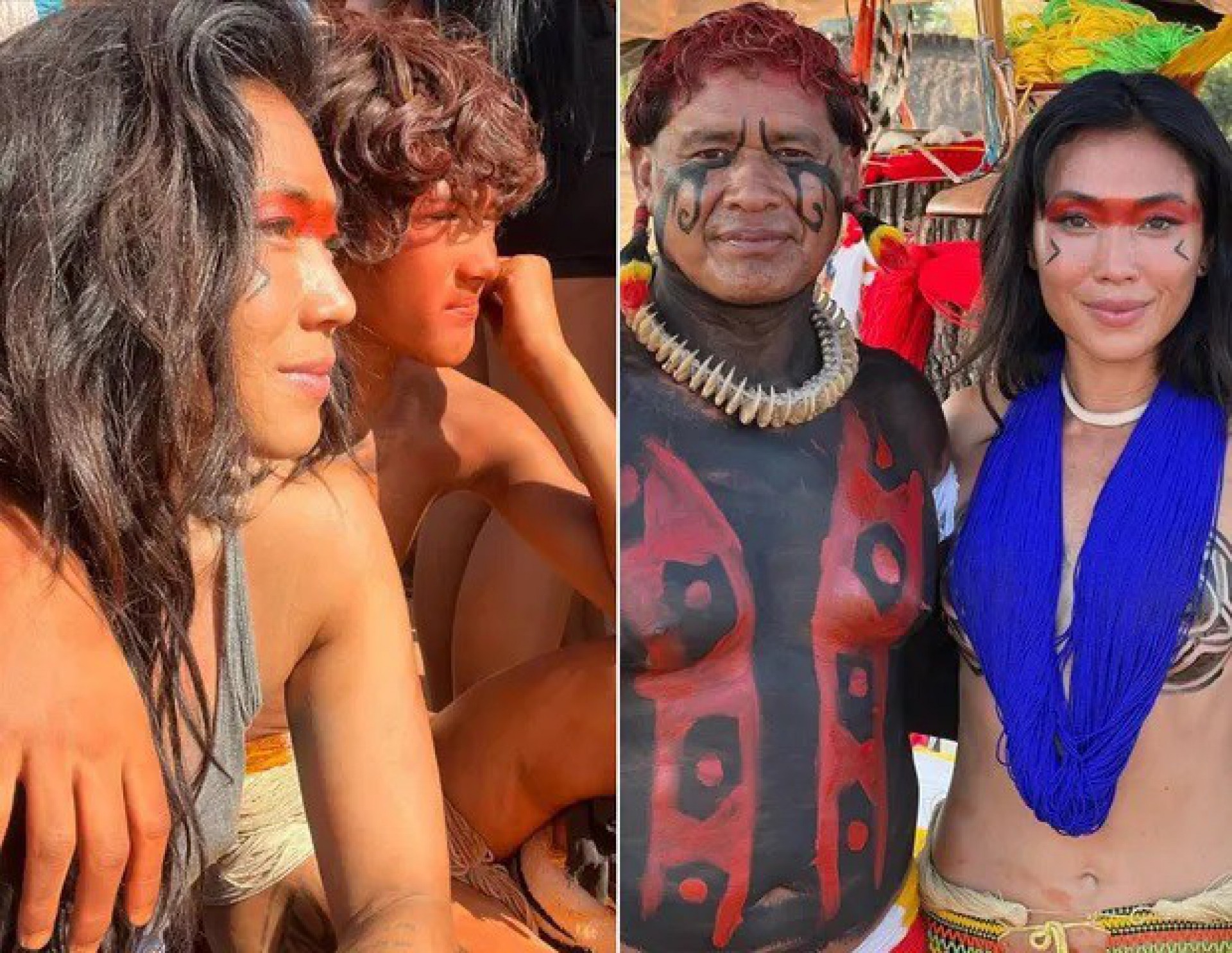 Registros de Danni Suzuki durante sua visita aos indígenas no Alto do Xingu - Reprodução / Instagram