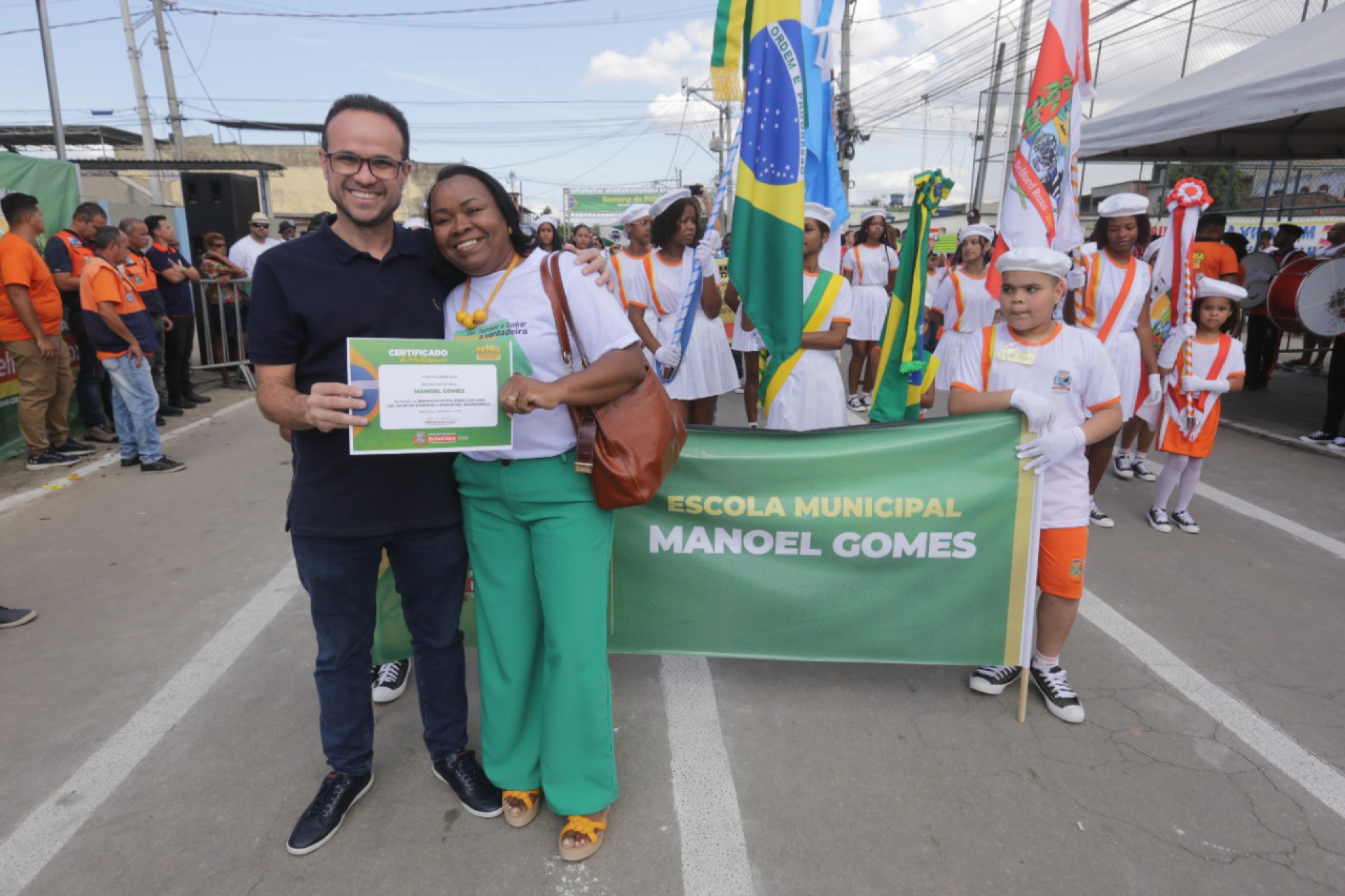 O secret&aacute;rio municipal de Educa&ccedil;&atilde;o, Denis Macedo, destacou que h&aacute; dois anos n&atilde;o houve desfile por causa do distanciamento social - Rafael Barreto / PMBR