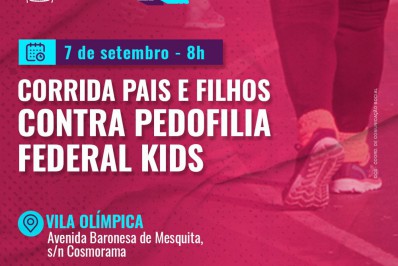 Vila Olímpica de Mesquita recebe Corrida Pais e Filhos contra a Pedofilia nesta quarta (7)