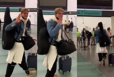 Ex-BBB Daniel Lenhardt chora ao se despedir de namorado em aeroporto