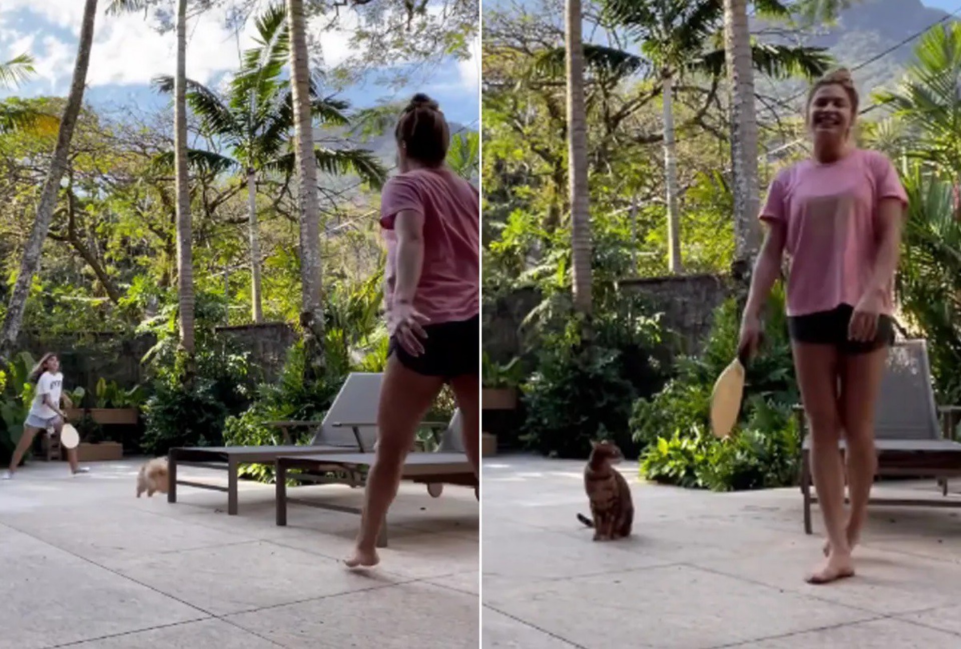 Grazi Massafera se diverte no feriado ao jogar frescobol com a filha - Reprodução / Instagram