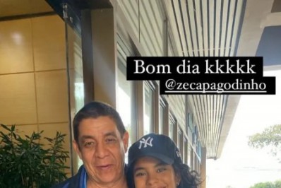 Muda de 'Pantanal', Bella Campos tieta Zeca Pagodinho: 'Bom dia'