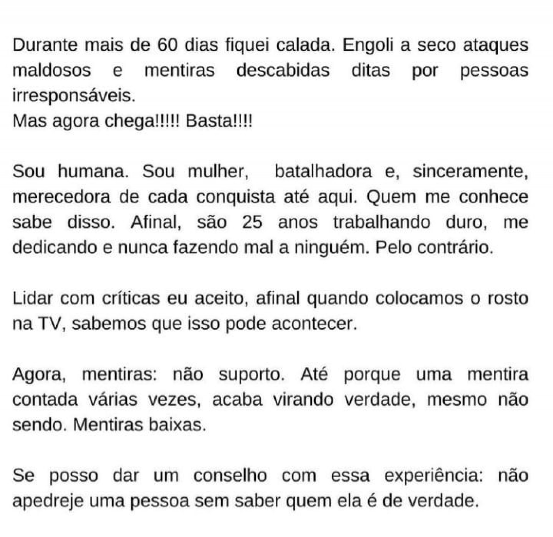 Patrícia Poeta desabafou sobre as críticas que tem recebido na web - Reprodução/Instagram 