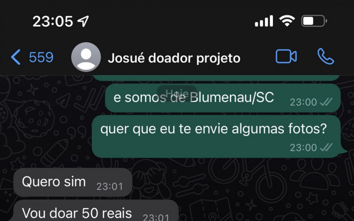 Prints das conversas de Maria com o suposto doador - Reprodução / Redes sociais