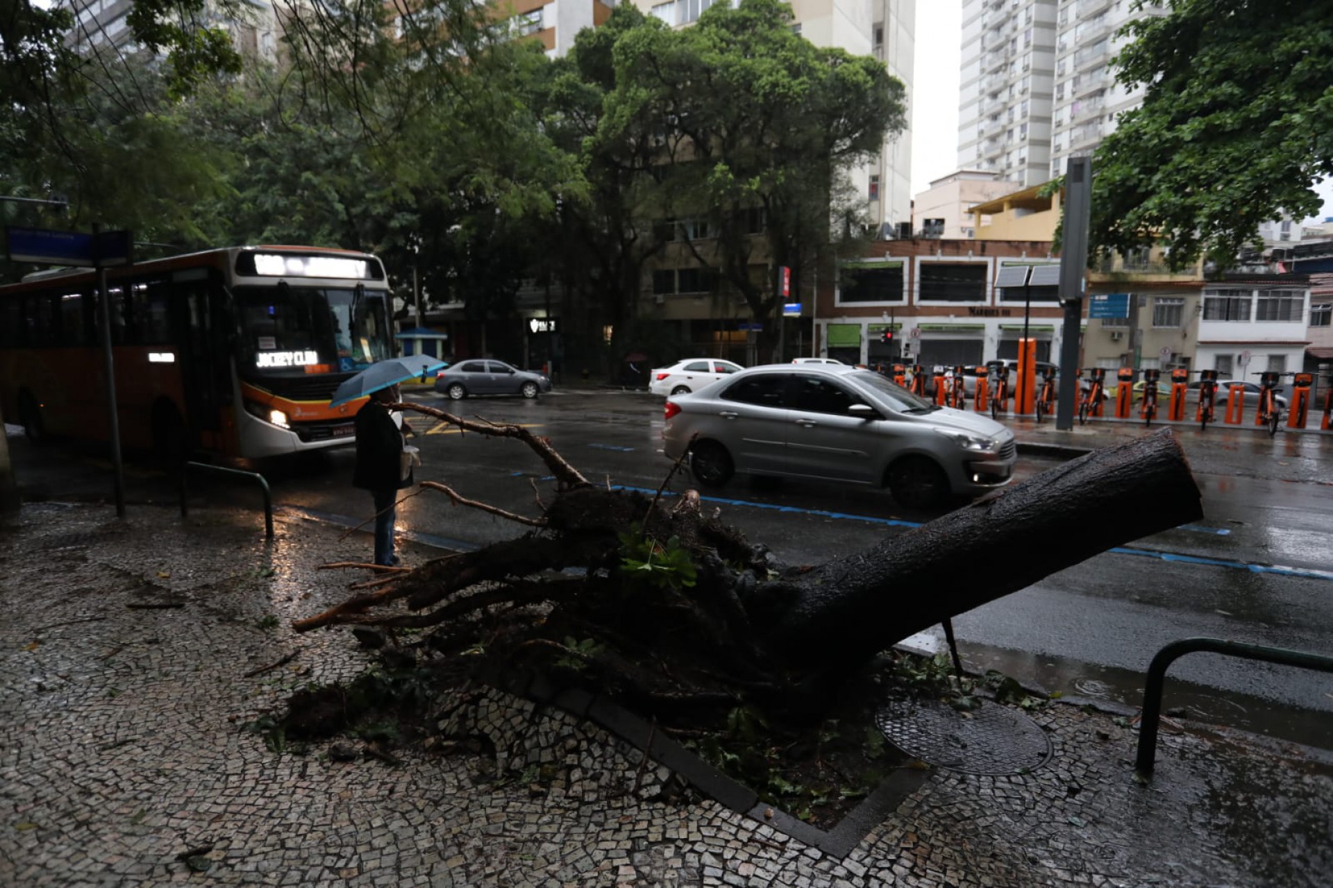 Rua São Clemente, no Humaitá, precisou ser interditada para o tráfego após o acidente - Pedro Ivo/Agência O Dia
