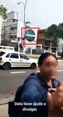 Capturas de tela do v&iacute;deo investigado mostram elementos na fachada de um pr&eacute;dio - Reprodu&ccedil;&atilde;o