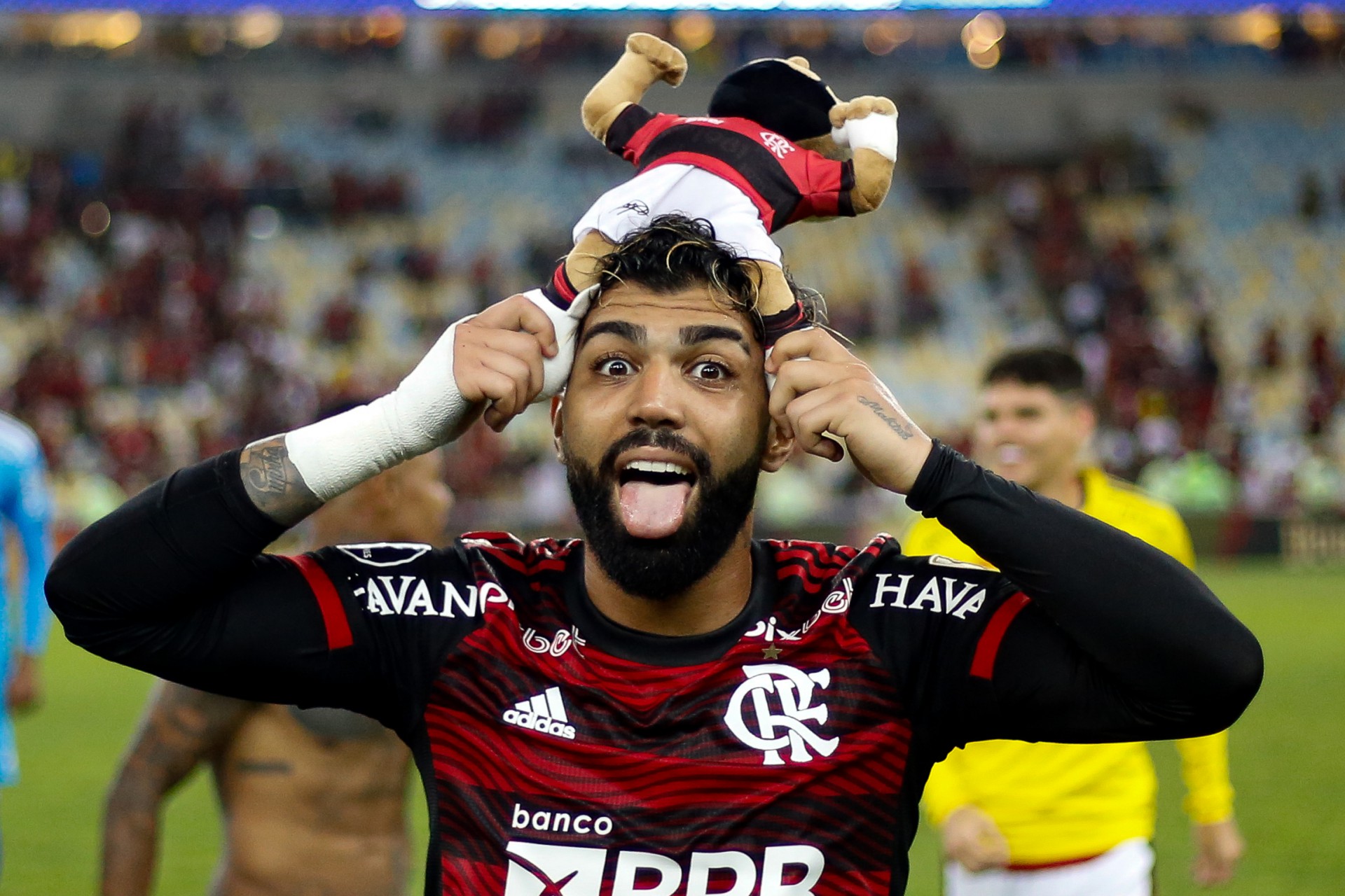 Gabigol comemora classificação para a semifinal da Libertadore - Gilvan de Souza/Flamengo