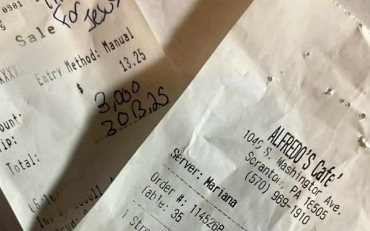 Gorjeta de $ 3 mil foi deixada em uma conta que custou apenas $ 13