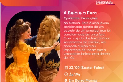 ‘A Bela e a Fera – Pocket Show’ estará na Fazenda da Posse na sexta