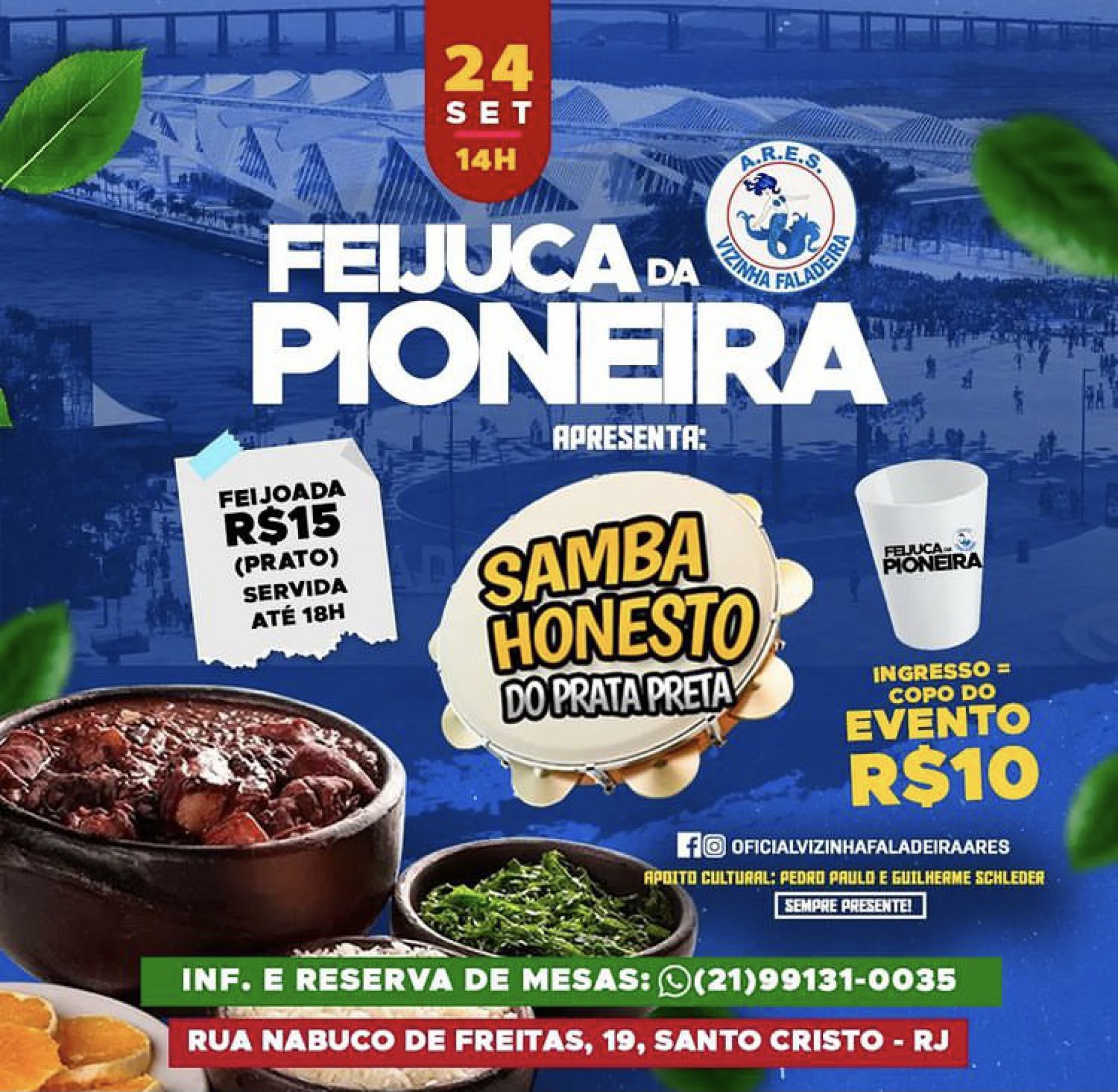 Anúncio da 'Feijuca Pioneira' da escola de samba Vizinha Faladeira - Reprodução / Instagram