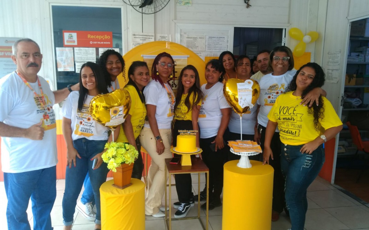 Equipe da USF Vilar Novo na Campanha do Setembro Amarelo