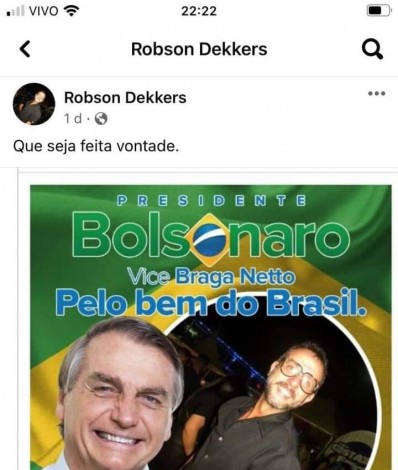 Robson Dekkers Alvino é eleitor do Bolsonaro e se irritou em discussão política  - Reprodução/Redes sociais