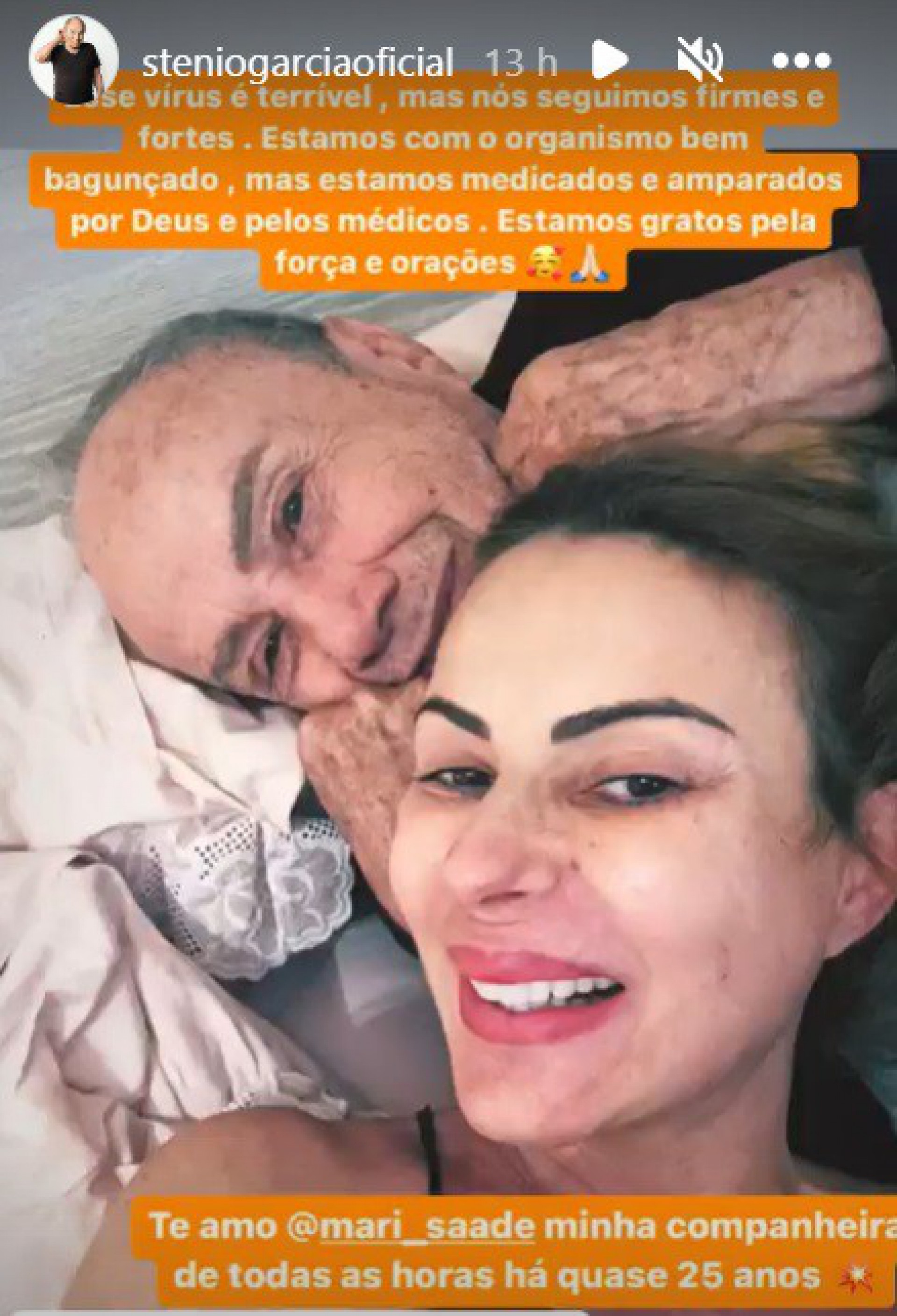 Stênio Garcia e a esposa, Marilene Saad, sofrem com sintomas da covid-19 - Reprodução do Instagram