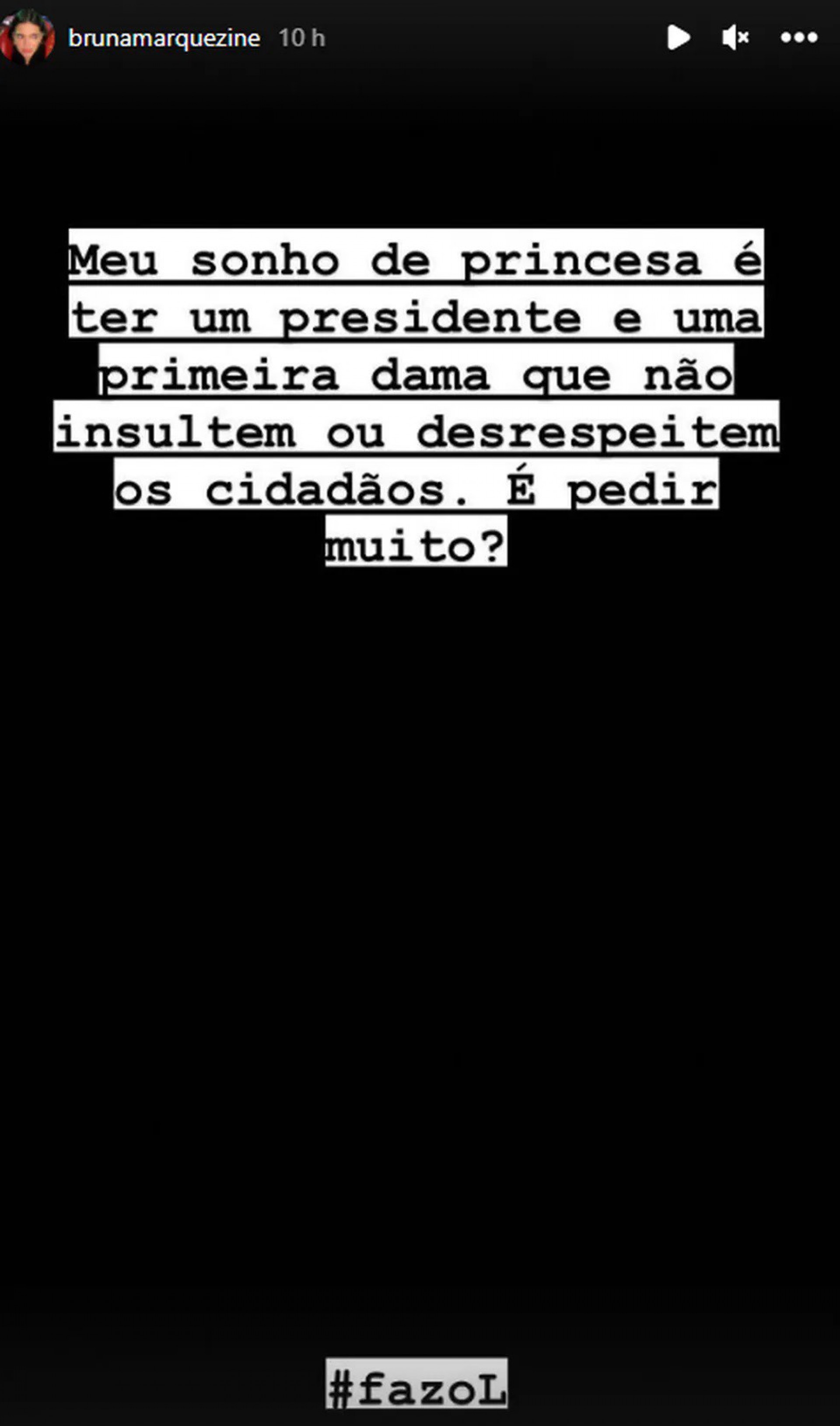 Bruna Marquezine rebate críticas de Michelle Bolsonaro - Reprodução Internet
