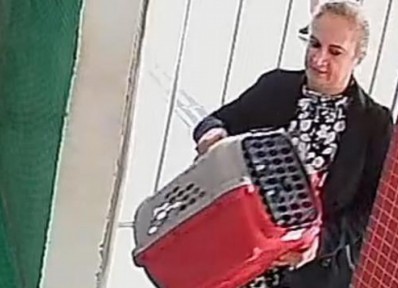 Mulher é flagrada abandonando cachorro no Terminal Alvorada do BRT; veja vídeo