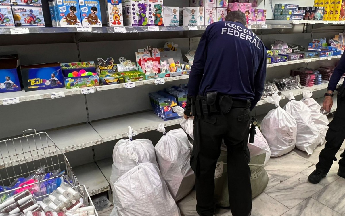 Agentes da Receita Federal atuaram na Operação Chucky, que combateu o comércio irregular de brinquedos no Centro do Rio - Divulgação / Receita Federal