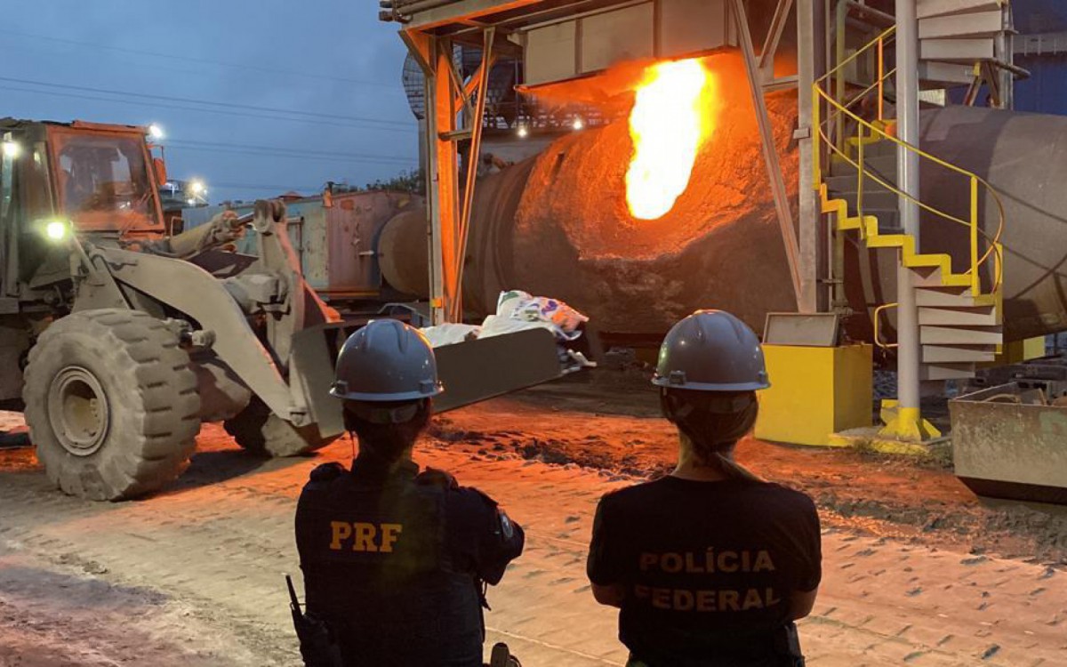Agentes acompanham a queima dos entorpecentes - Foto: Digulgação/PF