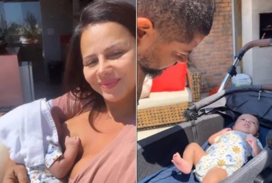 Viviane Araújo e Guilherme Militão comemoram primeiro mês de vida do filho, Joaquim