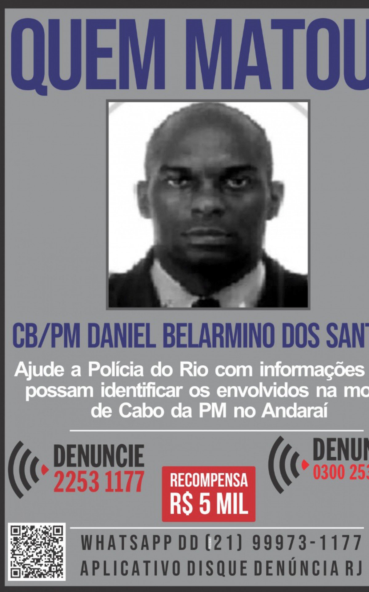 Cabo Daniel Belarmino era casado e deixa duas filhas - Divulgação/Portal dos Procurados