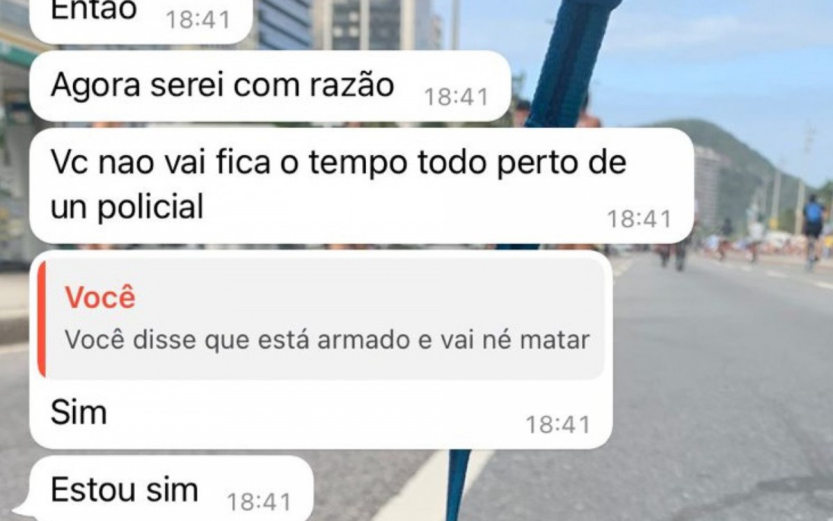 Mensagem em que Filipe de Jesus Oliveira amea&ccedil;a a ex-companheira