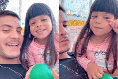 Arthur Aguiar grava vídeo com a filha após separação de Maíra Cardi