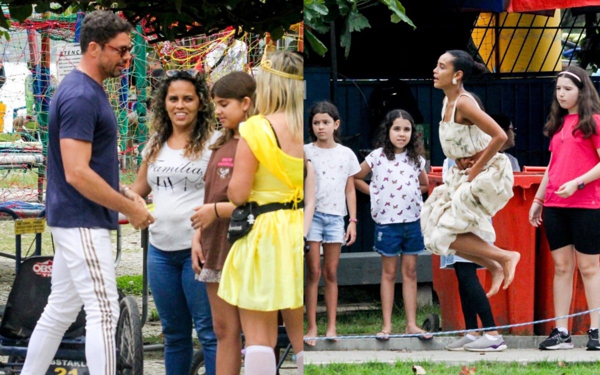 Cauã Reymond e Taís Araújo levaram os filhos para curtir Dia das Crianças na Lagoa Rodrigo de Freitas - JC Pereira / Ag. News