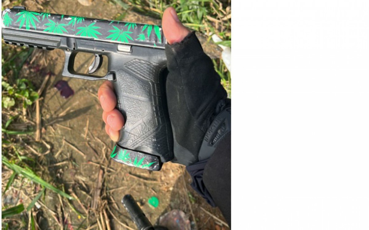 Uma das pistolas apreendidas na opera&ccedil;&atilde;o no Parque Floresta