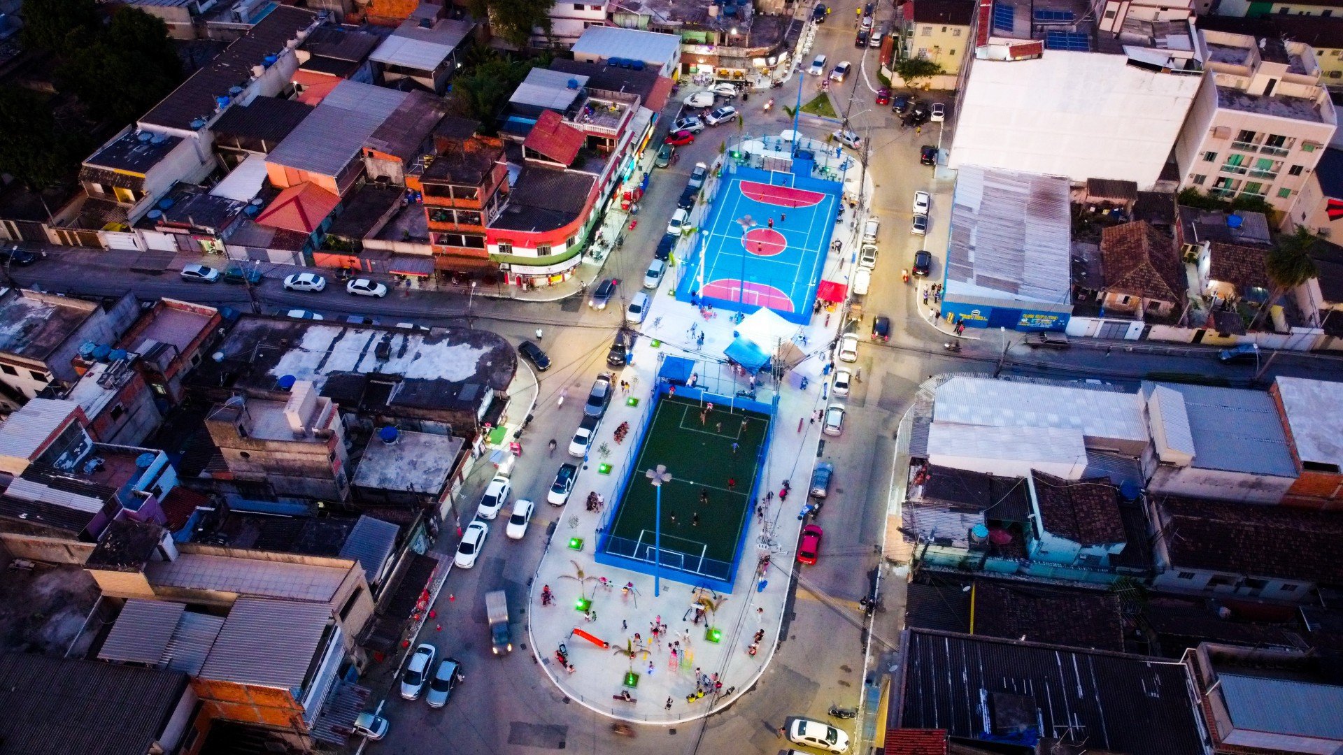 Uma visão aérea das novas áreas de lazer em Nilópolis - Divulgação / PMN