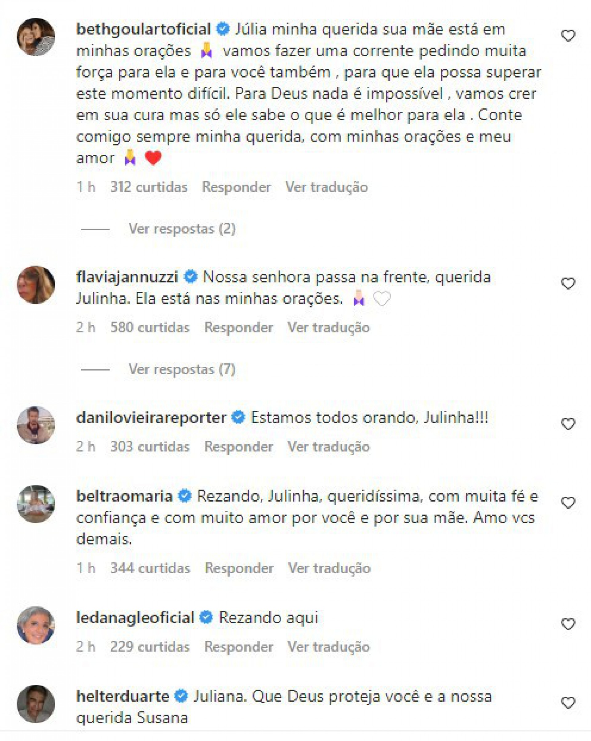 Famosos rezam pela recuperação de Susana Naspolini  - Reprodução/Instagram
